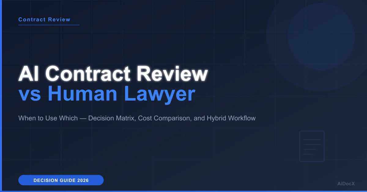 AI Contract Review vs Human Lawyer: When to Use Which (2026)
