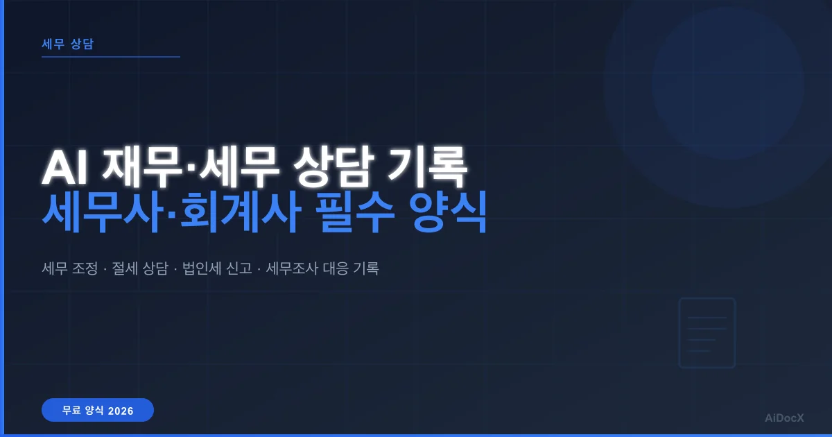 AI 재무·세무 상담 기록 작성법: 세무사·회계사 필수 양식 + 자동 작성 가이드