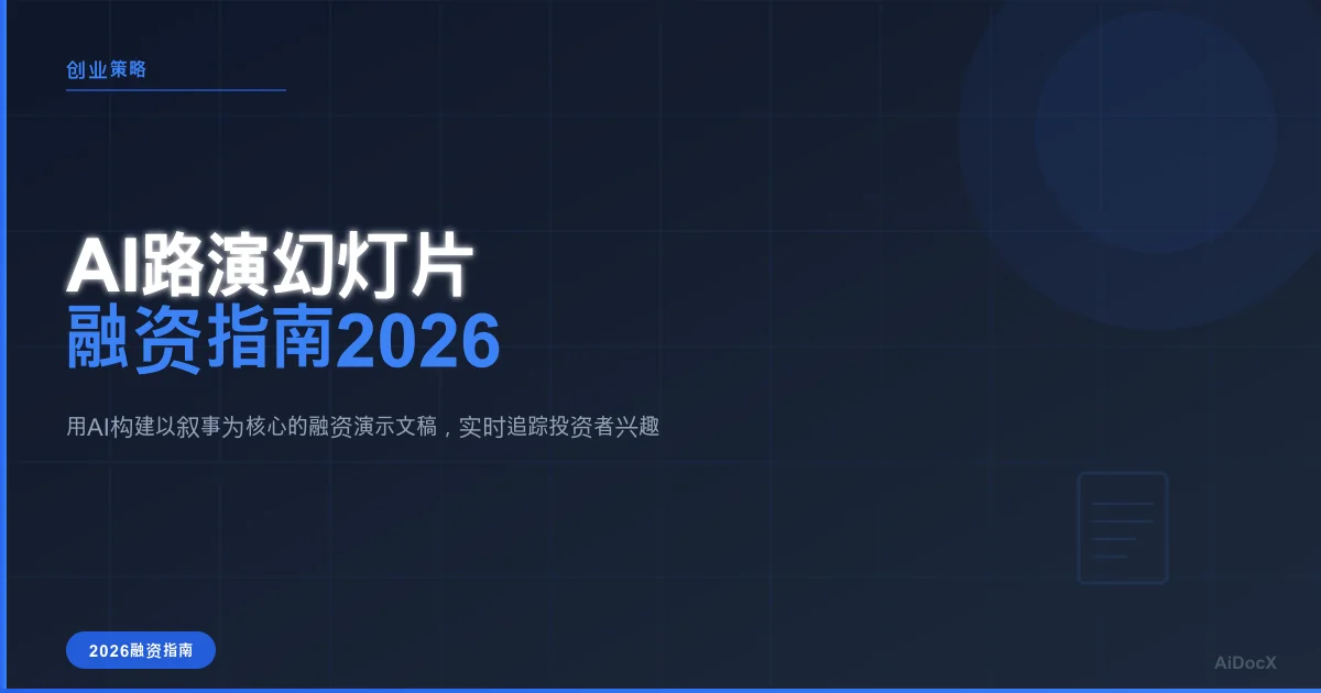 从创意到融资就绪:2026年AI路演幻灯片生成器使用指南