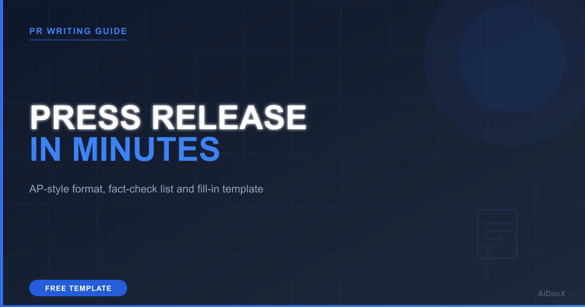 AI Press Release Generator: Write One in Minutes (+ Template)