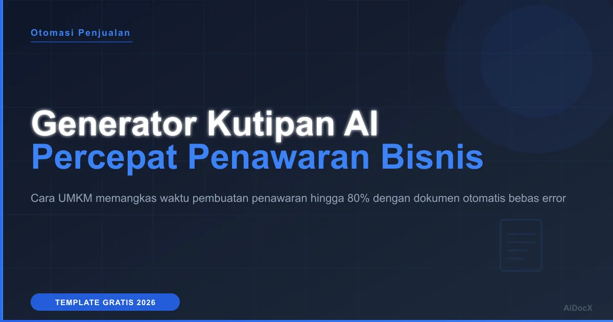 Generator Kutipan AI: Cara Tercepat Mengirim Penawaran Akurat 2026