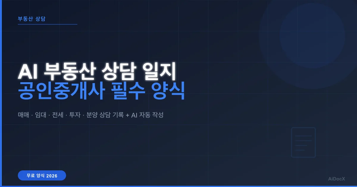 AI 부동산 상담 일지 작성법: 공인중개사 필수 양식 + 자동 작성 가이드