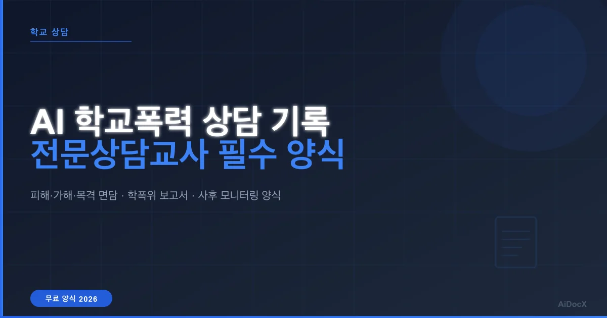 AI 학교폭력 상담 기록 작성법: 전문상담교사·Wee센터 필수 양식 + 자동 작성