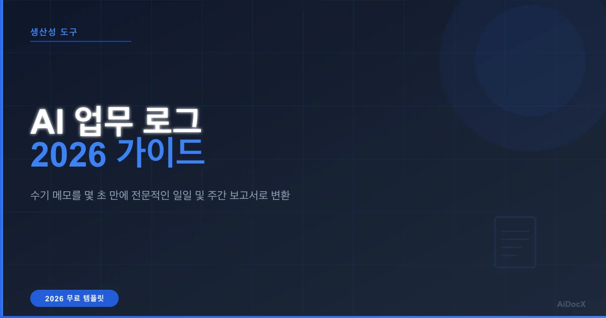 2026 AI 업무 로그 생성기: 불필요한 업무는 이제 그만