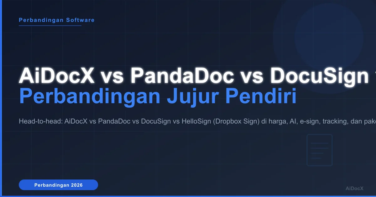 AiDocX vs PandaDoc vs DocuSign vs HelloSign (Dropbox Sign) di 2026: Perbandingan 4 Arah Jujur dari Pendiri