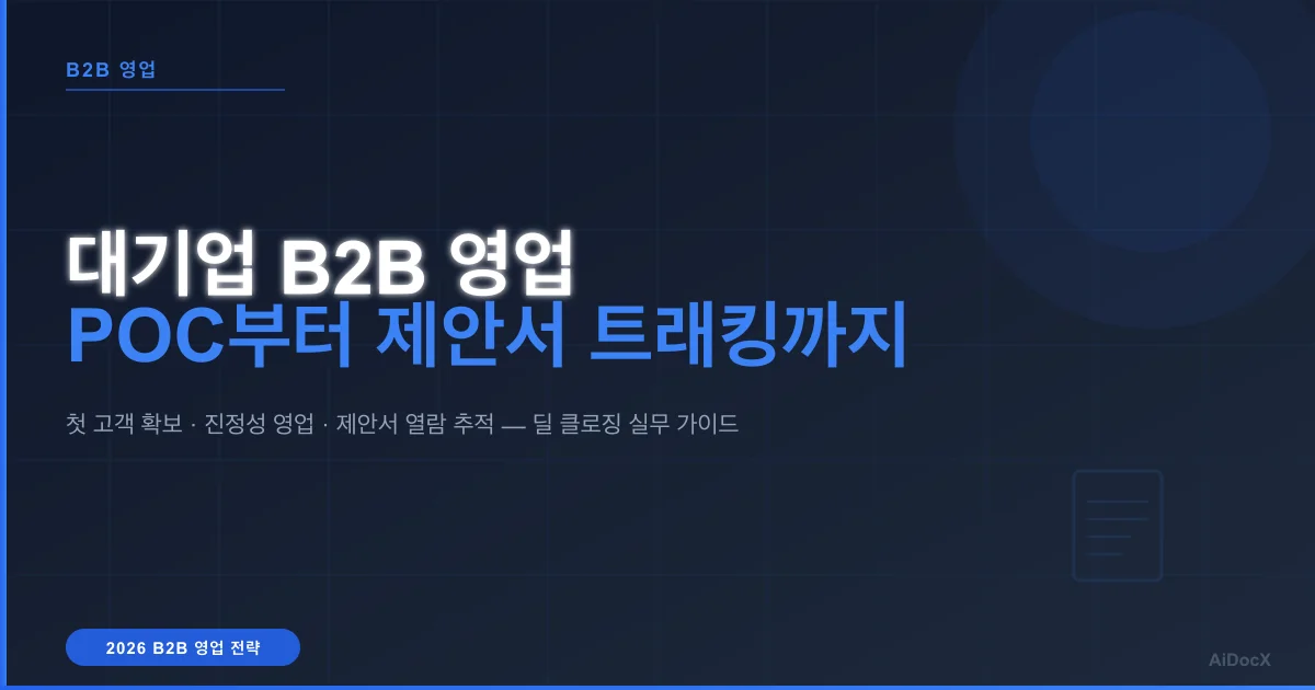 대기업 영업 성공 전략: POC부터 제안서 트래킹까지 — B2B 스타트업 실무 가이드 (2026)