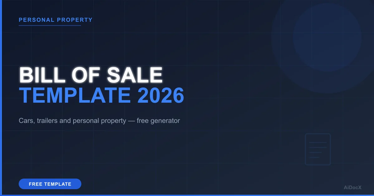 Bill of Sale Template (2026): Free Generator for Cars, Trailers & Personal Property