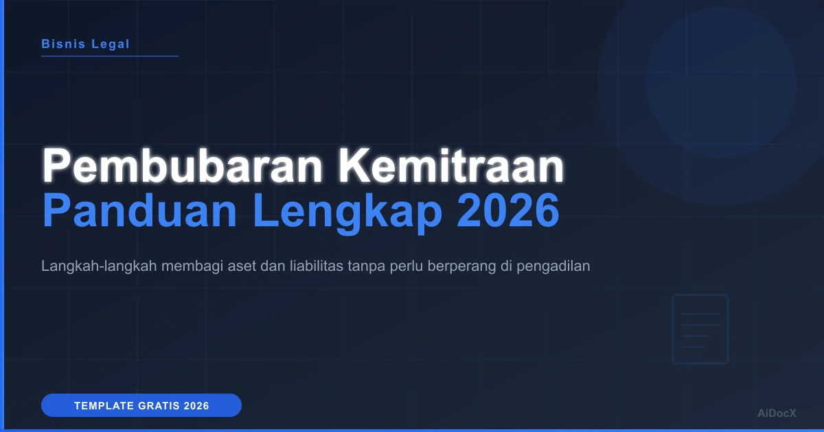 Panduan Perjanjian Pembubaran Kemitraan Bisnis 2026