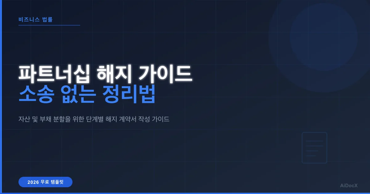 2026 사업 파트너십 해지 계약서 가이드: 소송 없이 파트너십을 정리하는 방법