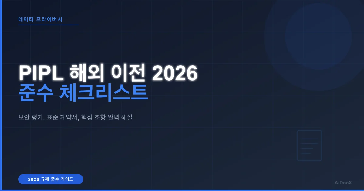 중국 PIPL 개인정보 해외 이전: 2026년 준수 가이드