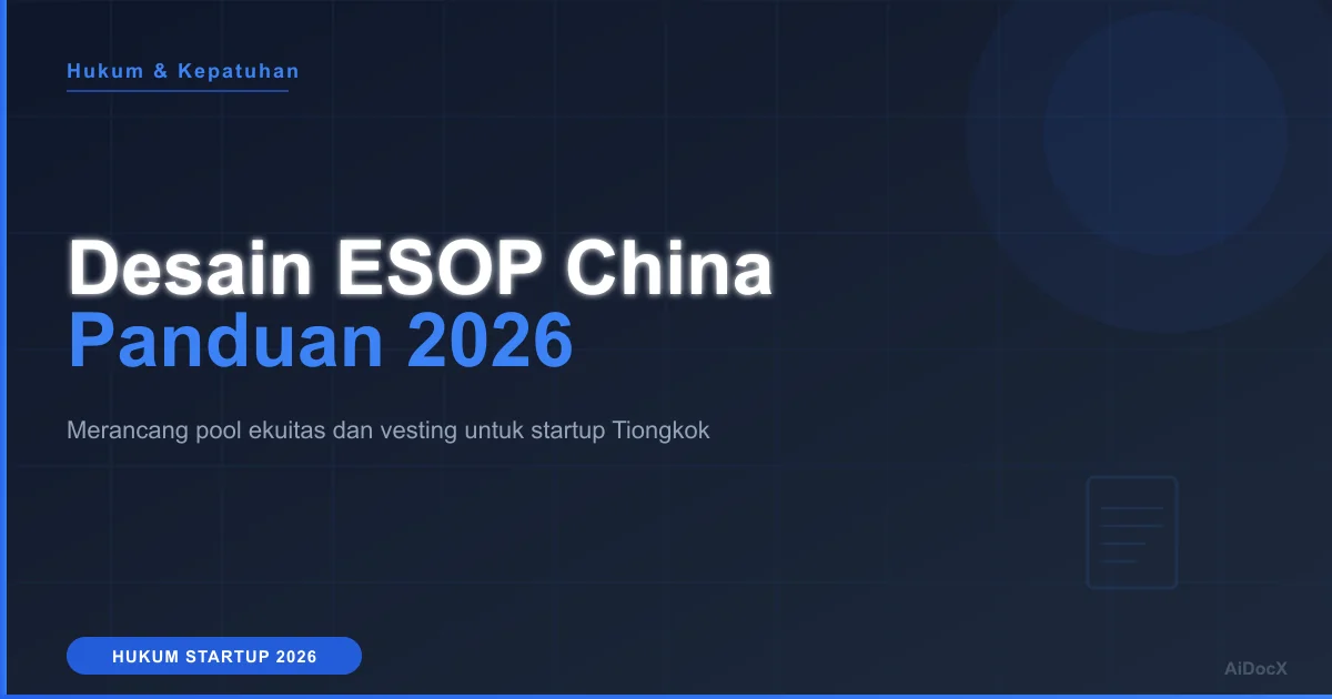 Desain ESOP untuk Startup China: Pool, Vesting, dan Perjanjian 2026