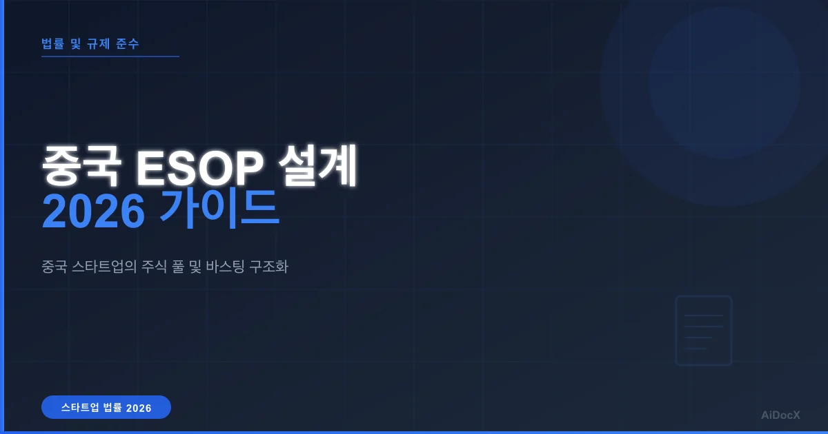 중국 스타트업 ESOP 설계: 풀(Pool) 규모, 바스팅 및 계약서 2026