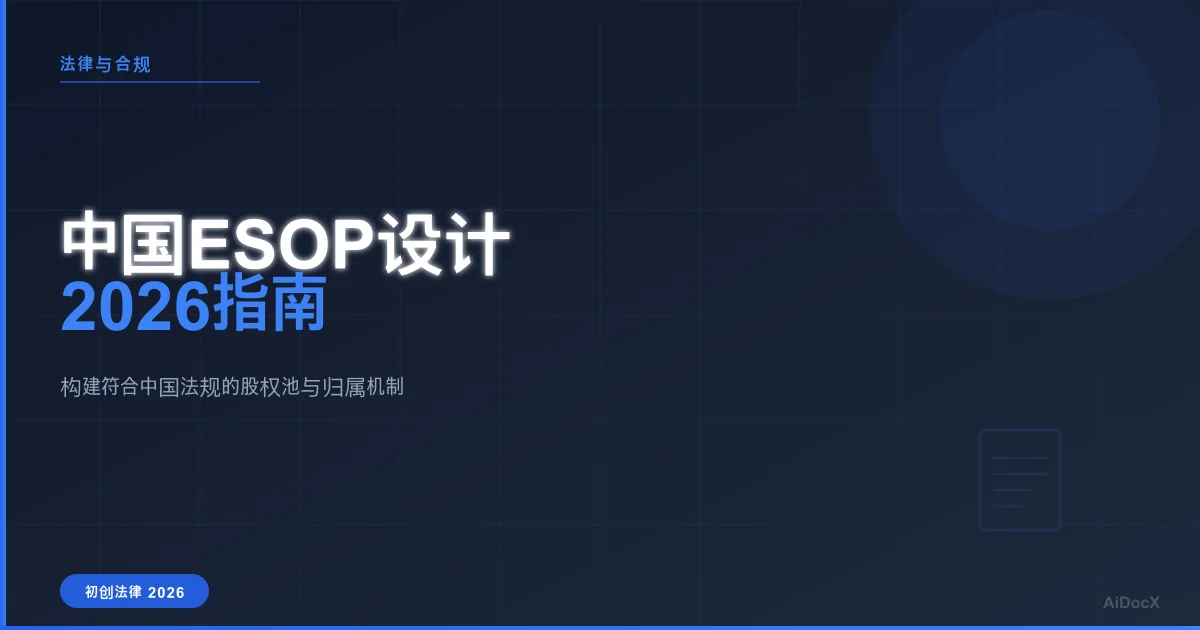 中国初创公司ESOP设计:股权池、归属期与协议指南 2026