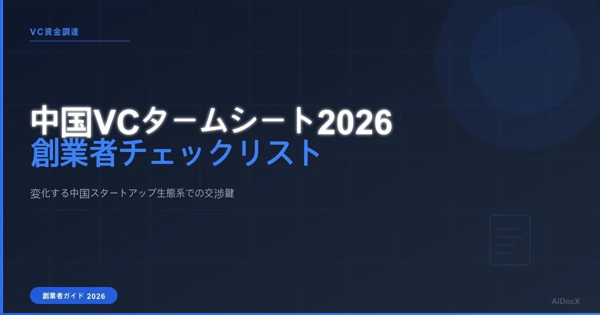 中国スタートアップ資金調達2026:創業者が知っておくべきタームシート条項