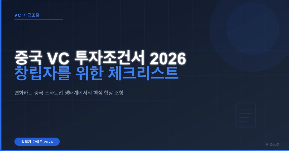 중국 스타트업 자금조달 2026: 창립자가 반드시 알아야 할 투자조건서 조항