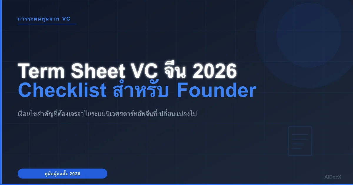 การระดมทุนสตาร์ทอัพจีน 2026: เงื่อนไขใน Term Sheet ที่ผู้ก่อตั้งต้องรู้