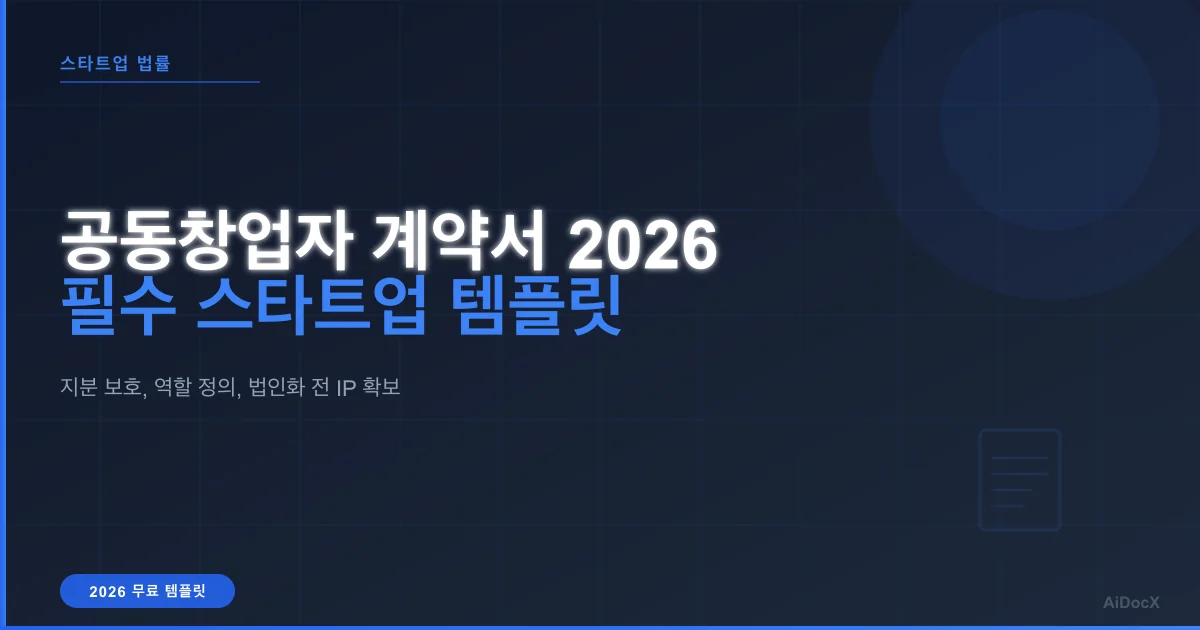2026 공동창업자 계약서 템플릿: 스타트업 초기에 보호하세요