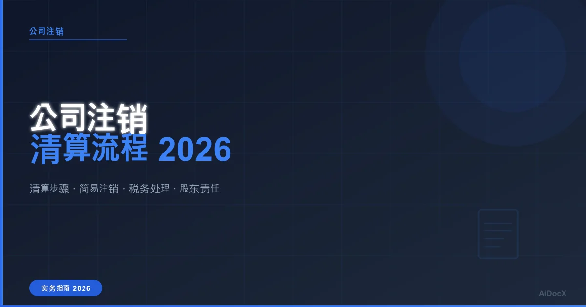 公司注销清算流程2026:步骤、税务与债务处理