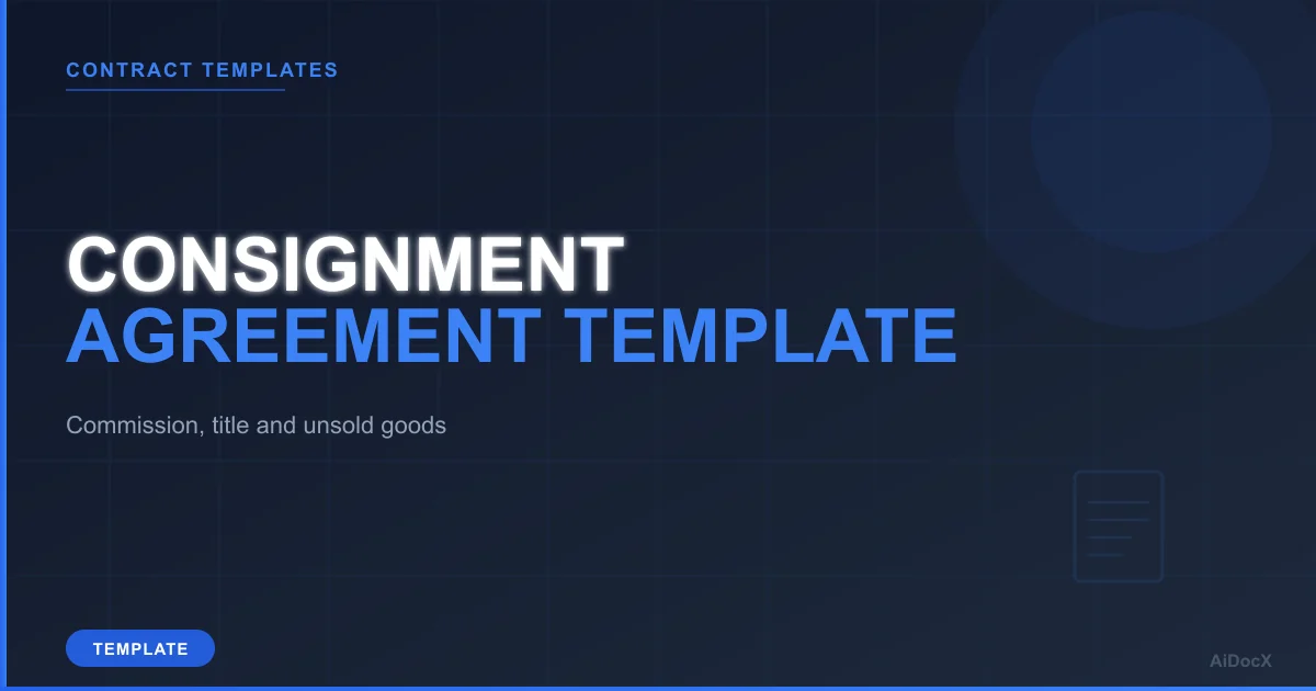 Consignment Agreement Template (2026): Commission, Title, Risk of Loss and Unsold Goods
