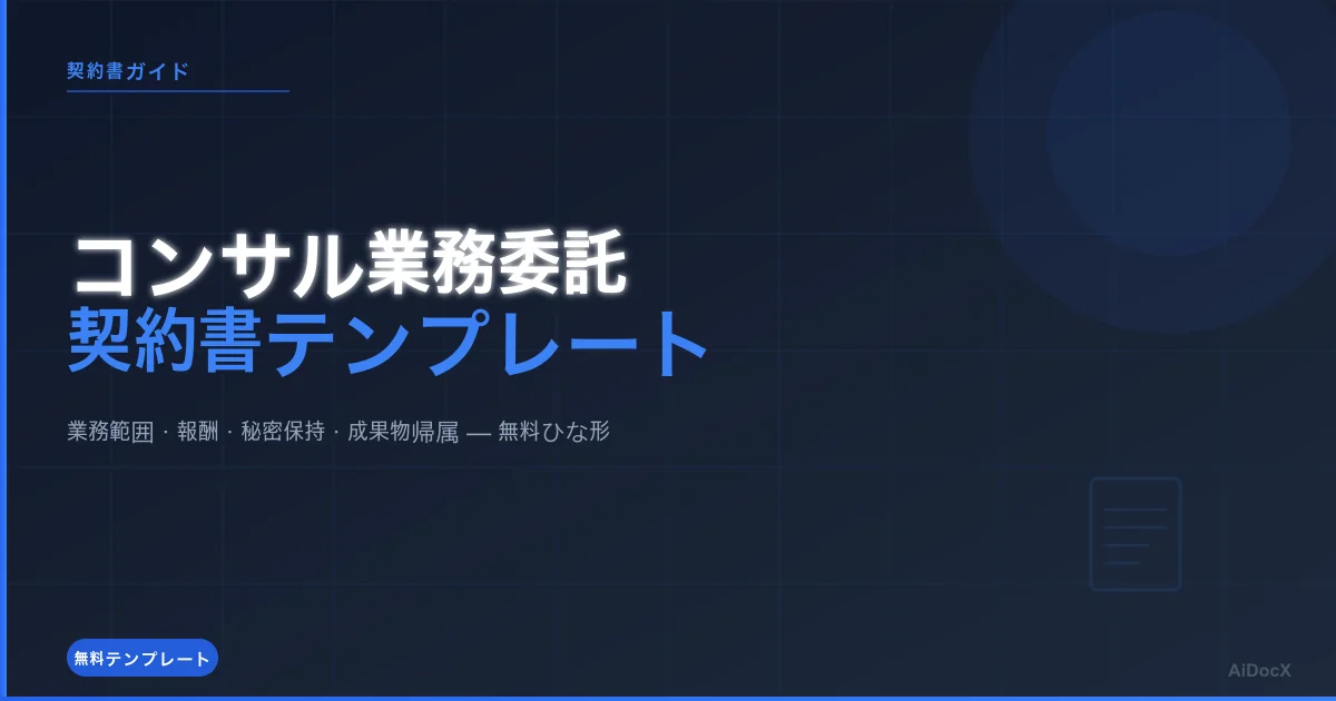 コンサルティング業務委託契約書テンプレート無料（2026年版）：必須条項＋ひな形