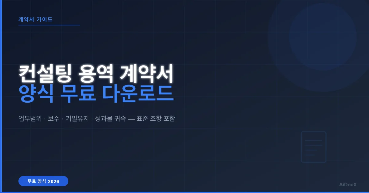 컨설팅 용역 계약서 양식 무료 (2026): 표준 템플릿 + 필수 조항 가이드