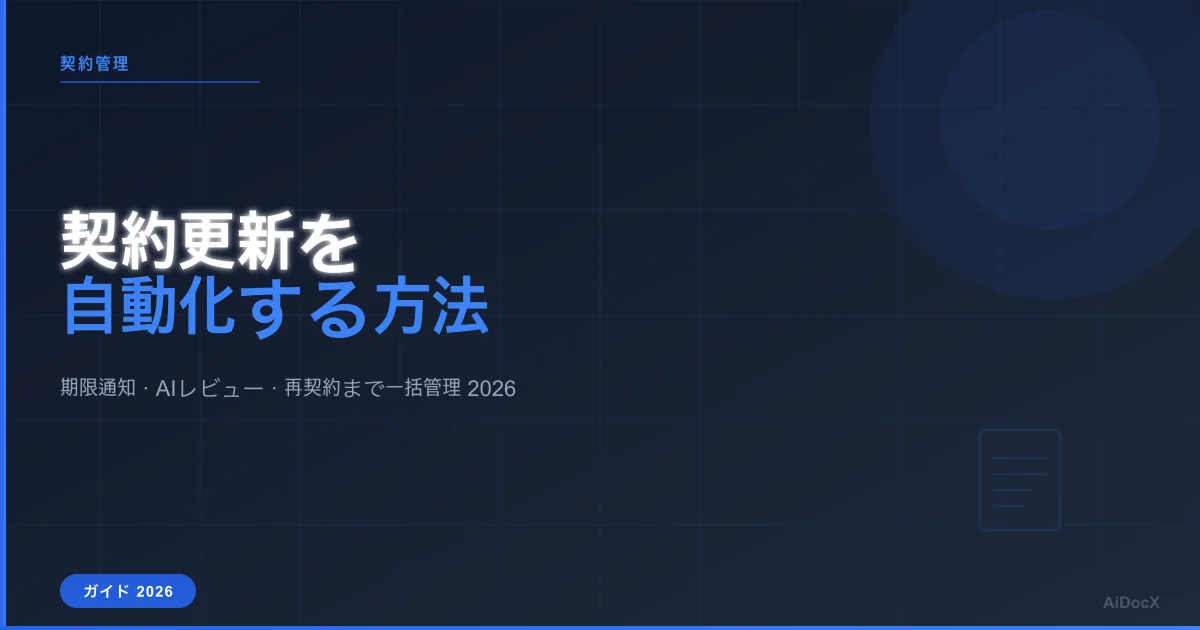 契約更新自動化ガイド（2026年版）：期限通知から再契約までAIで管理