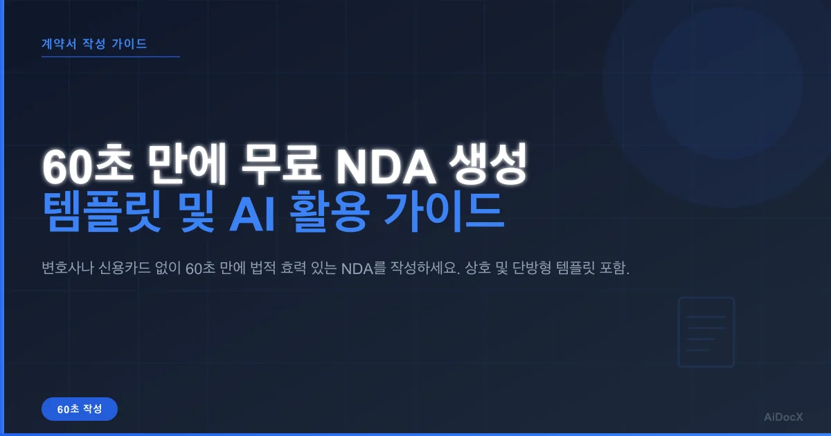 60초 만에 무료 NDA 작성하기 (템플릿 + AI, 2026)