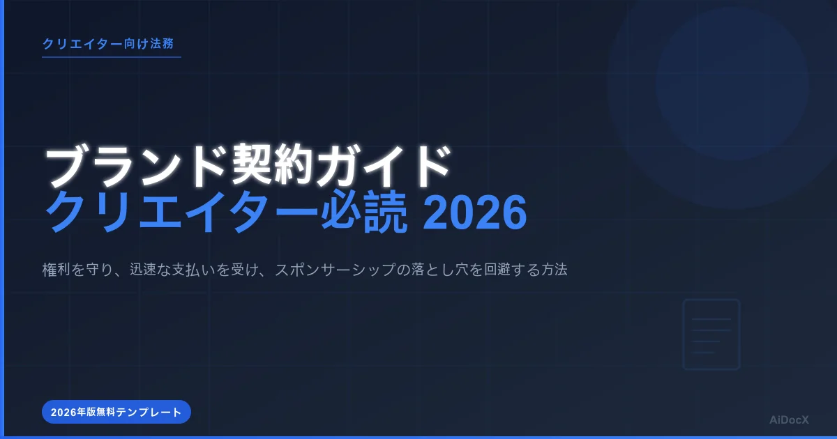 クリエイター向けブランド契約ガイド:権利、手数料、支払い方法 2026年版