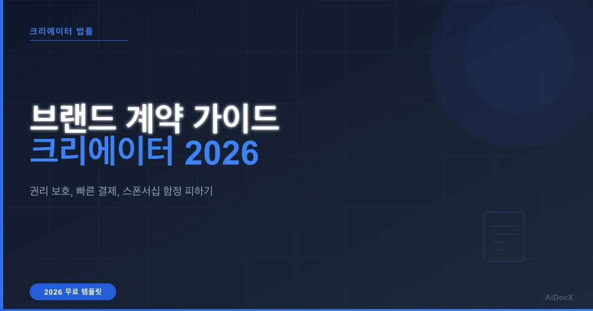 크리에이터 브랜드 계약 가이드: 권리, 수수료 및 2026년 지급 조건