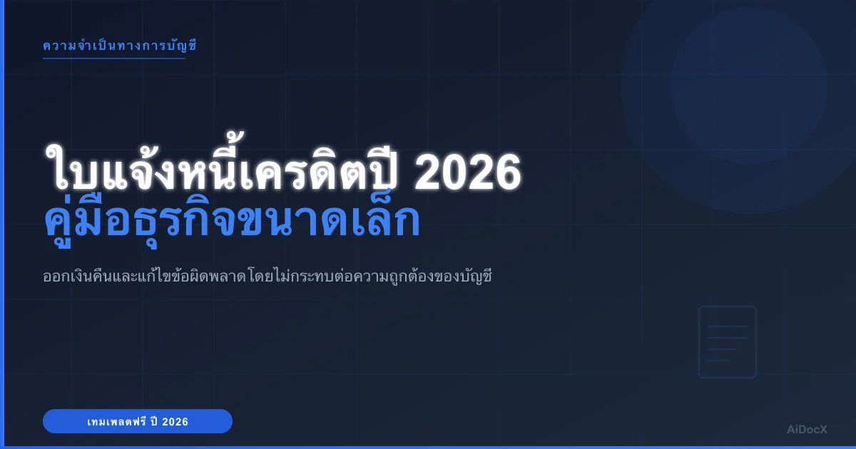 เทมเพลตใบแจ้งหนี้เครดิตปี 2026: แก้ไขใบแจ้งหนี้และเงินคืนโดยไม่ทำให้บัญชีผิดเพี้ยน