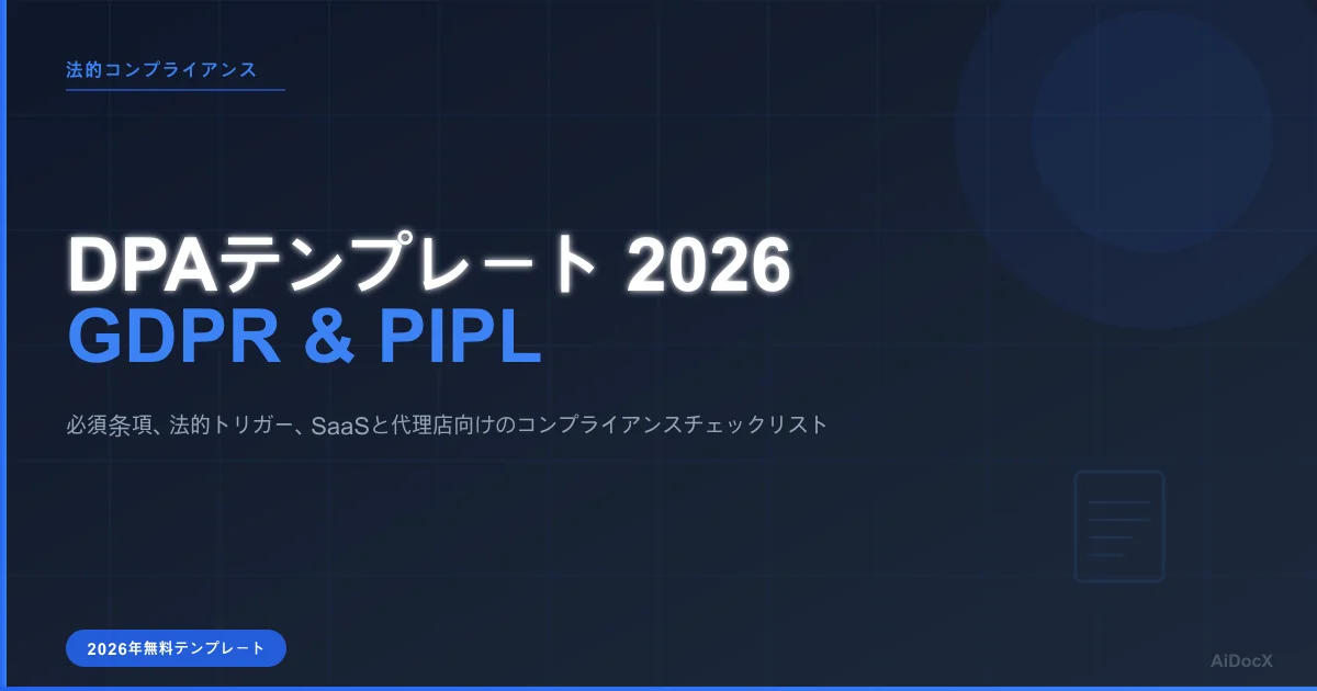 2026年データ処理契約(DPA)テンプレート:GDPR & PIPL ガイド