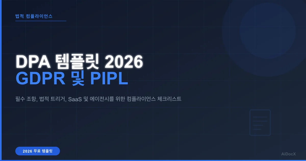 2026 데이터 처리 계약서(DPA) 템플릿: GDPR 및 PIPL 가이드