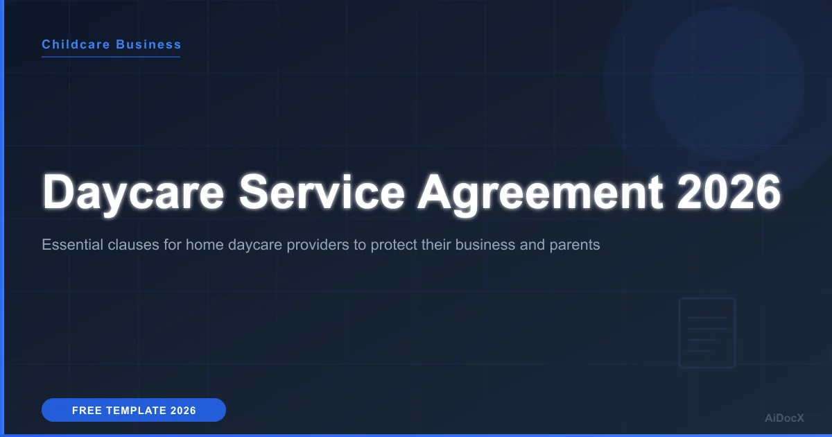 Daycare Service Agreement Template 2026: Protect Your Home Business