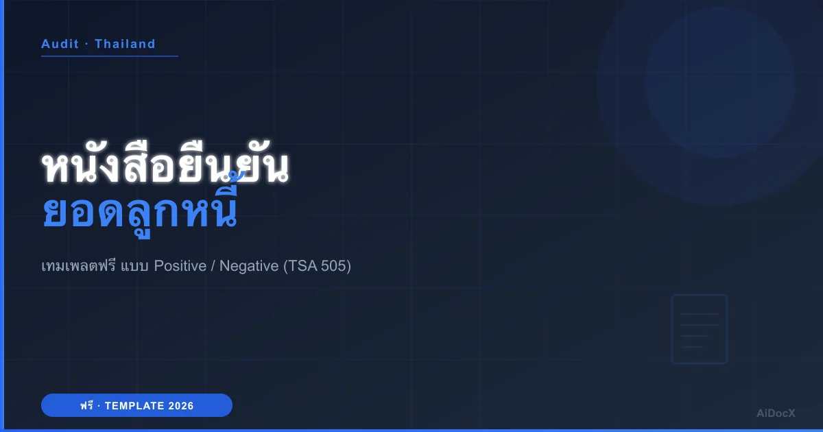 หนังสือยืนยันยอดลูกหนี้ 2026: เทมเพลตฟรี (แบบ Positive/Negative) + วิธีใช้ในการสอบบัญชี