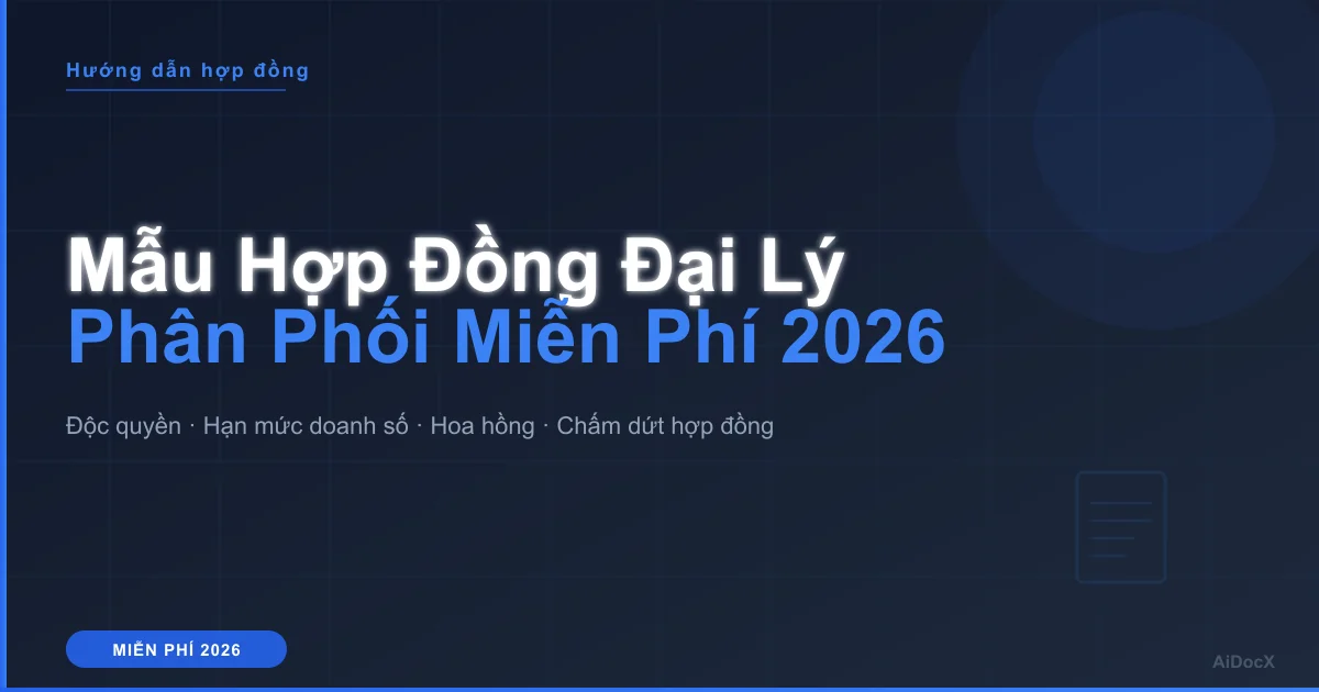 Mẫu Hợp Đồng Đại Lý / Phân Phối Miễn Phí 2026: Điều Khoản Bảo Vệ Nhà Sản Xuất Và Đại Lý
