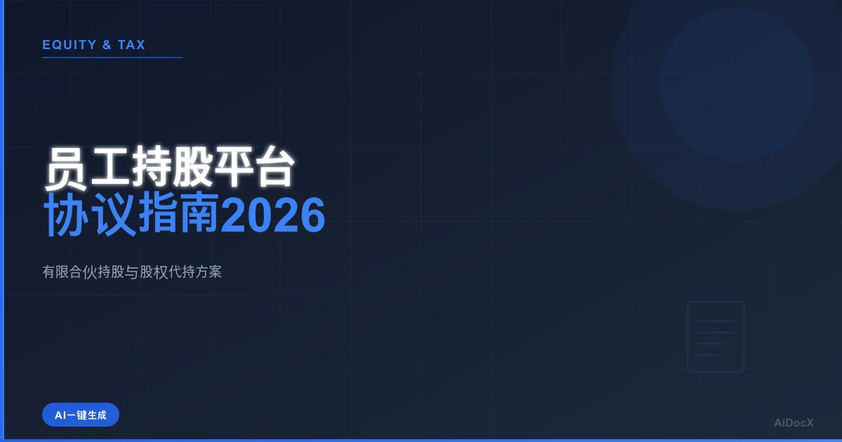 员工持股平台协议指南2026:有限合伙持股与股权代持方案