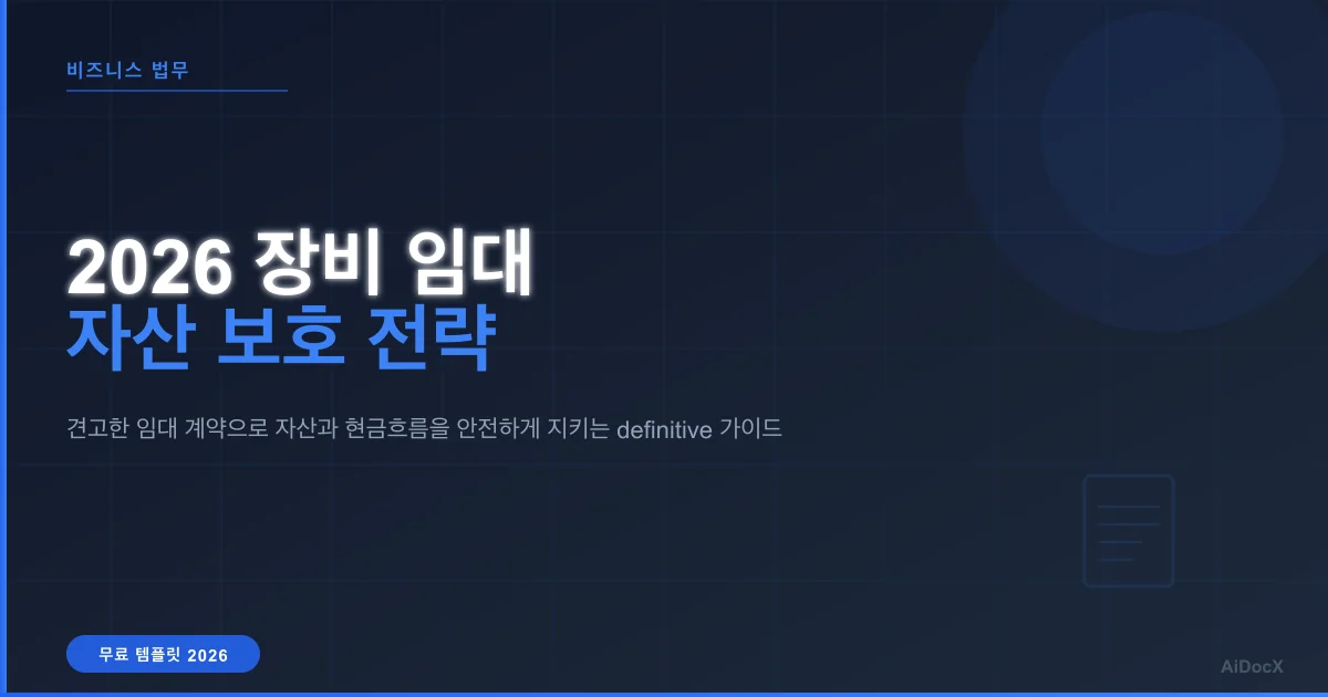 2026 장비 임대 계약서 템플릿: 자산과 현금흐름 보호 가이드