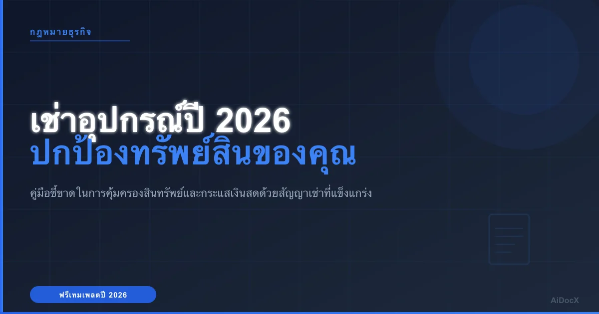 แบบฟอร์มสัญญาเช่าอุปกรณ์ปี 2026: ปกป้องทรัพย์สินและกระแสเงินสด