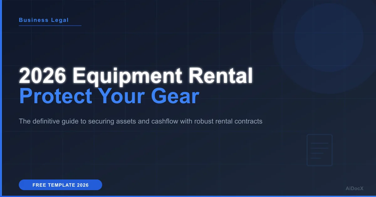 Equipment Rental Agreement Template 2026: Protect Gear & Cashflow