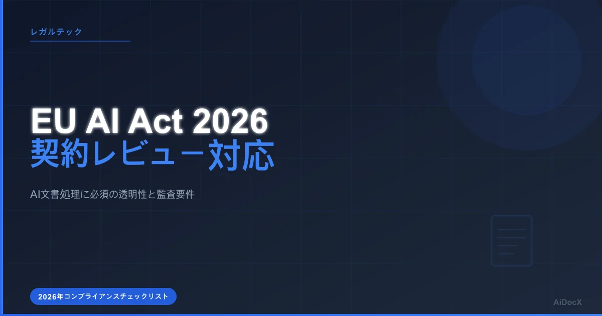 EU AI Act 2026: SaaS企業の契約レビュー義務