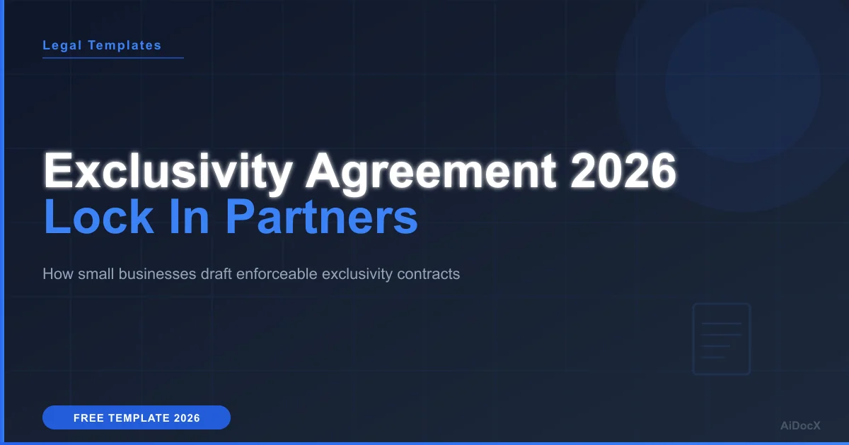Exclusivity Agreement Template 2026: Lock In Your Partner