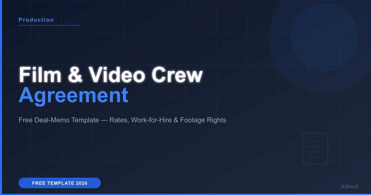 Plantilla de Acuerdo de Equipo de Producción de Cine y Video (2026): Asegura Derechos, Tarifas y Entregables