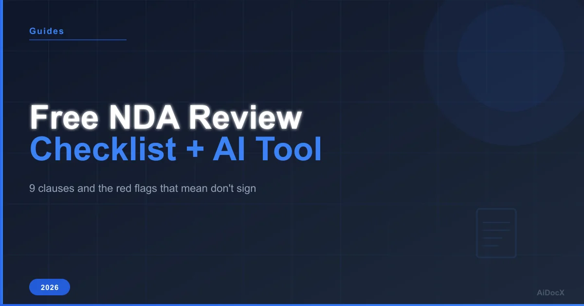 Free NDA Review: How to Check an NDA Before You Sign (2026 Checklist + AI Tool)