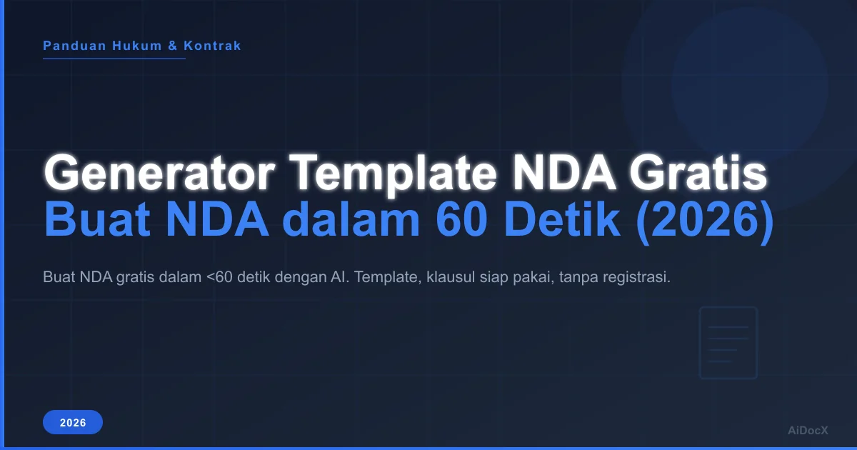 Generator Template NDA Gratis: Buat NDA dalam 60 Detik (2026)