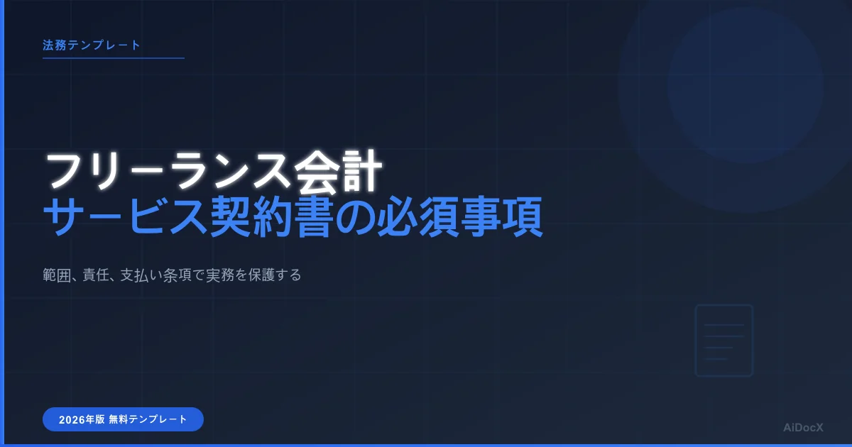 2026年版 フリーランス会計士向けサービス契約書の必須事項