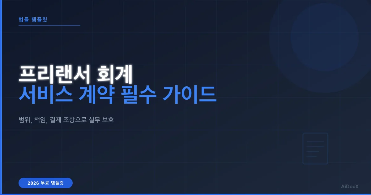 2026년 프리랜서 회계 서비스 계약 필수 가이드