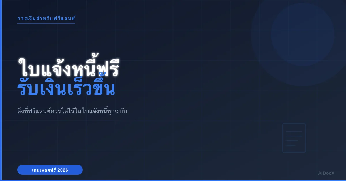 เทมเพลตใบแจ้งหนี้ฟรีสำหรับฟรีแลนซ์: รับเงินเร็วขึ้นในปี 2026