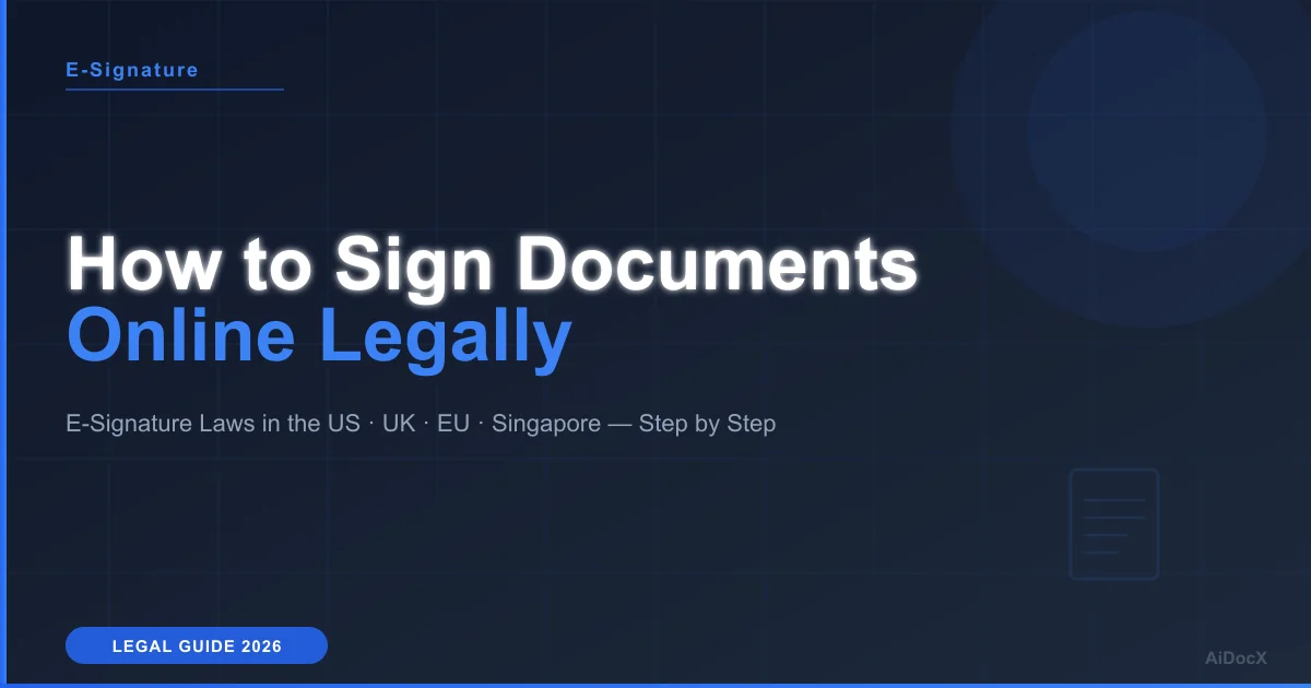 How to Sign Documents Online Legally: E-Signature Laws in the US, UK, EU, and Singapore (2026)