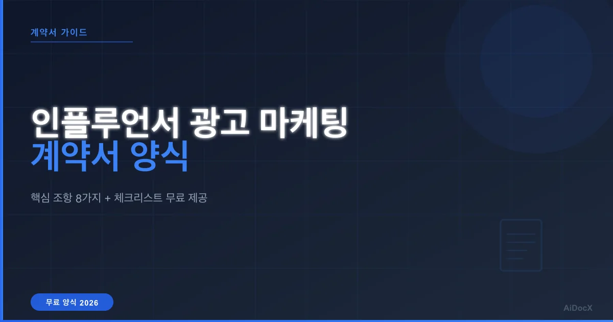인플루언서 광고 마케팅 계약서 양식 무료 제공 (2026): 핵심 조항 완벽 정리
