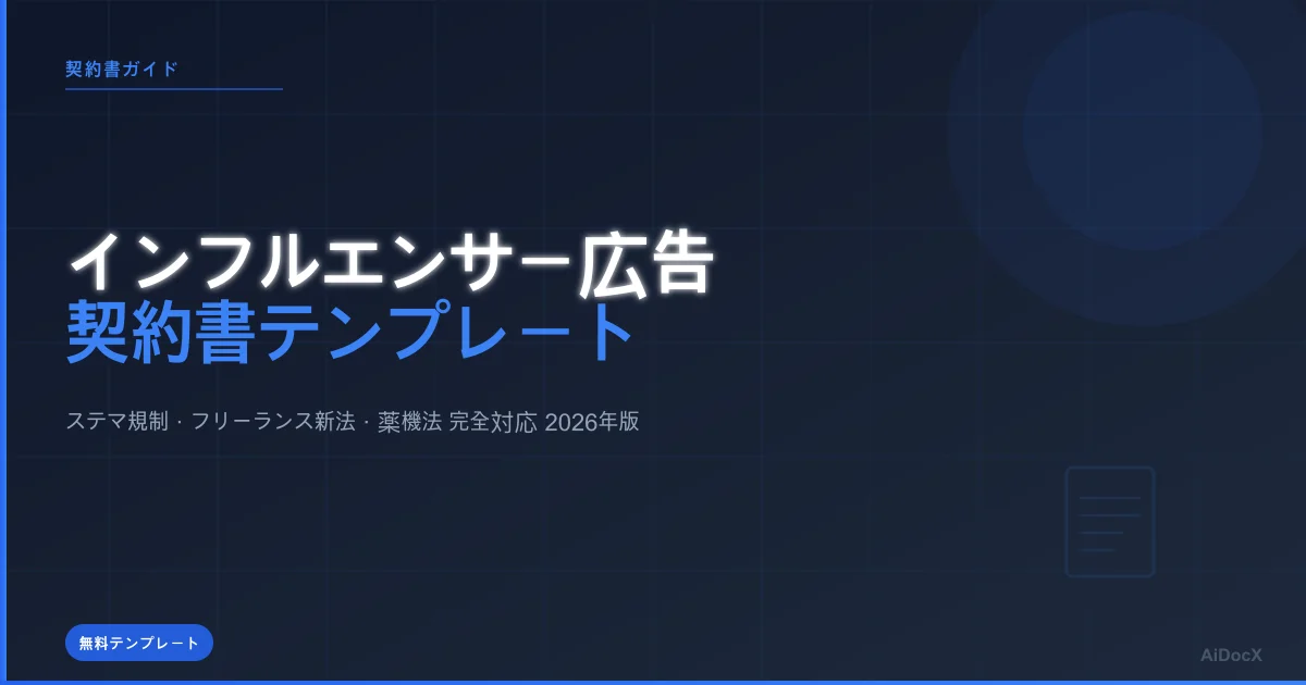 インフルエンサー広告契約書テンプレート無料配布（2026年版）：ステマ規制・フリーランス新法対応